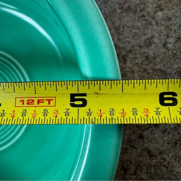 One Med Green FiestaWare rimmed Bowl Rare color Measures 5 1/2” x 1 1/2” HLC Co - Picture 6 of 7